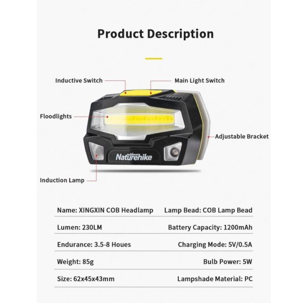 Linterna Naturehike 230 Lumens - Recargable - Imagen 3